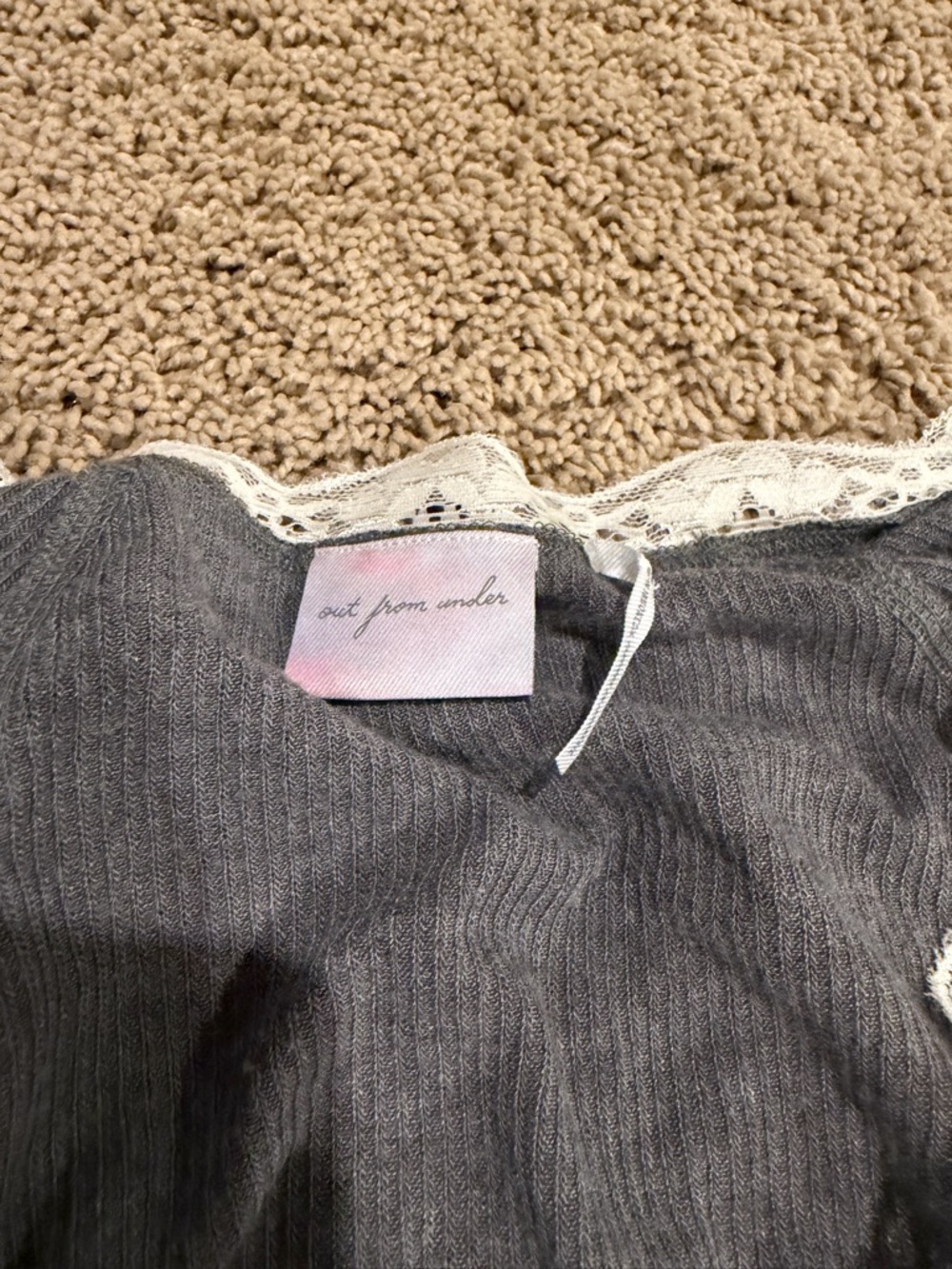 Out from Under lacey grey and white knit top - Picture 2 of 4